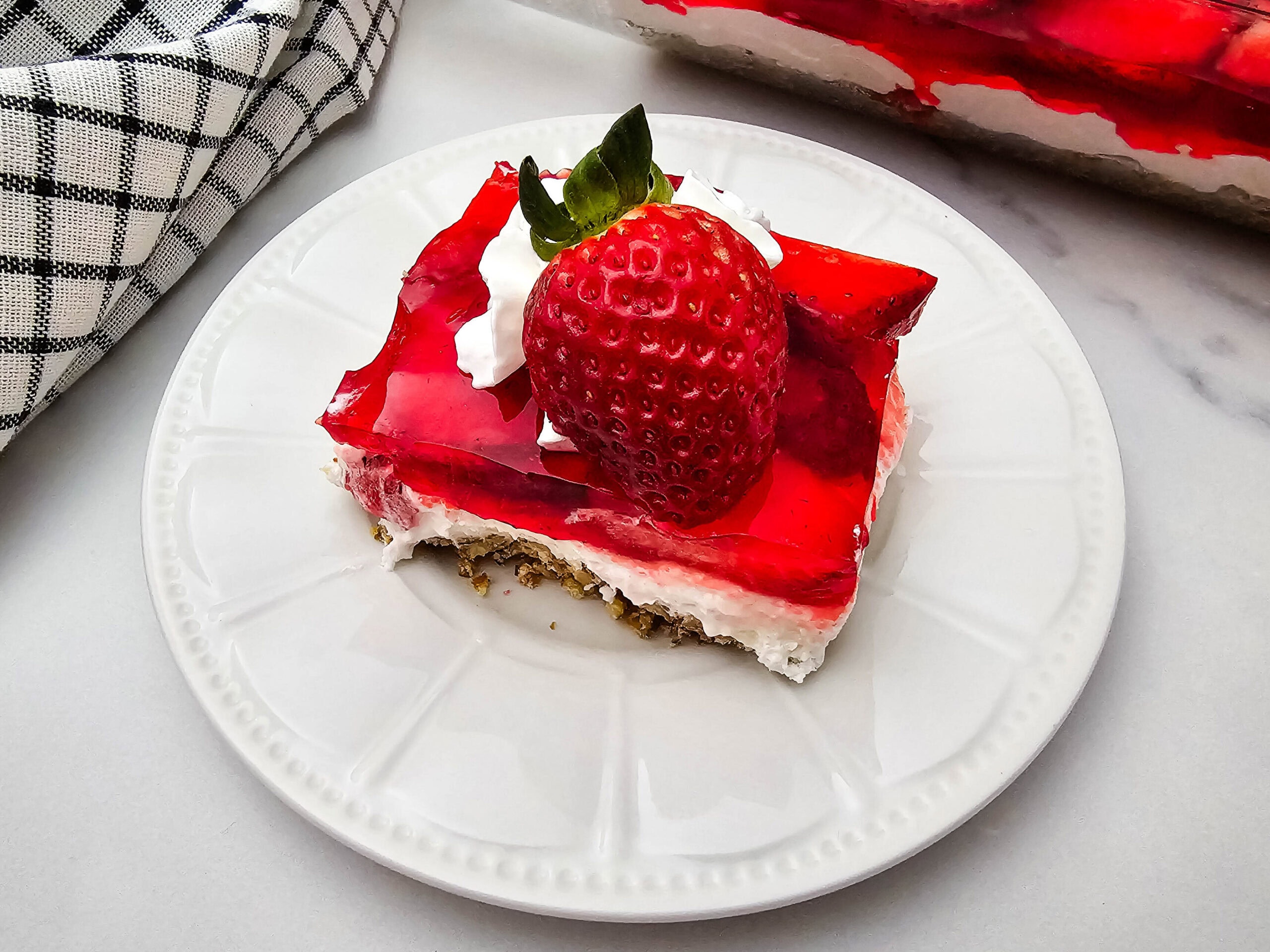photo of the finished Strawberry Pretzel Salad