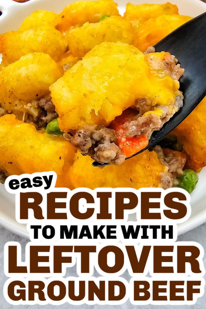 leftover ground beef - Beefy Cheesy Tater Tot Casserole