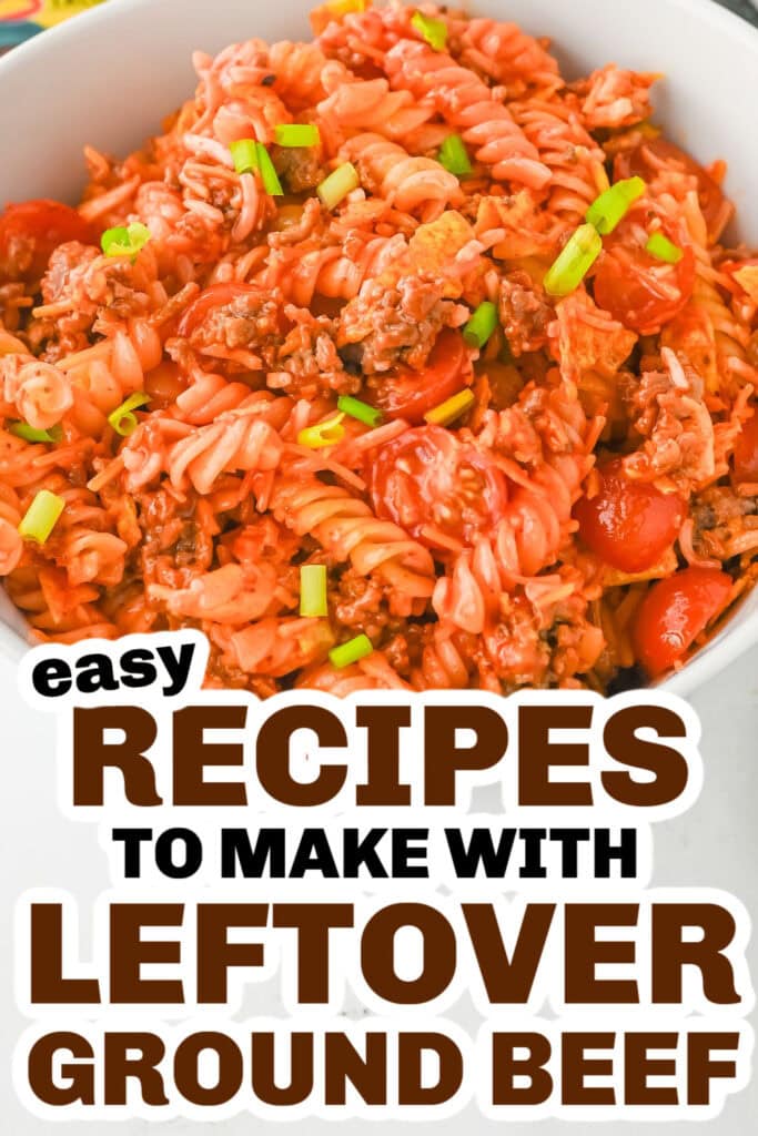 leftover ground beef - Cheesy Taco Pasta Salad with Catalina Dressing