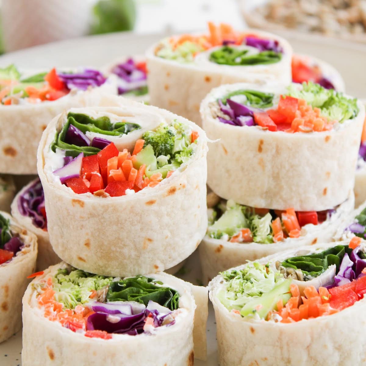 rainbow veggie pinwheels featured image
