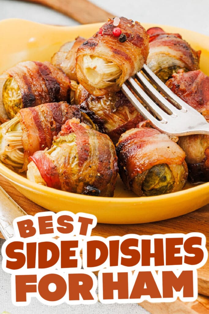 side dishes for ham - Maple Glazed Bacon-Wrapped Brussels