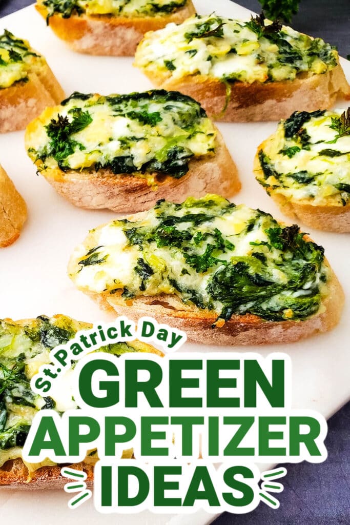 st.patrick day food - Spinach Artichoke Crostini