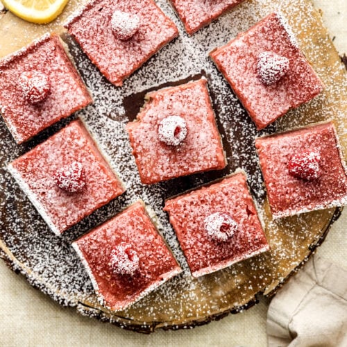 photo of the finished raspberry lemon bars