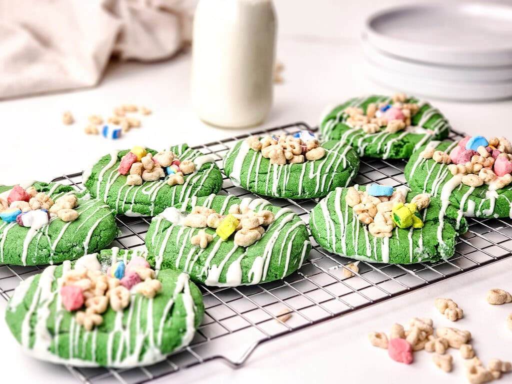 photo of the finished lucky charms st. patrick's day cookies