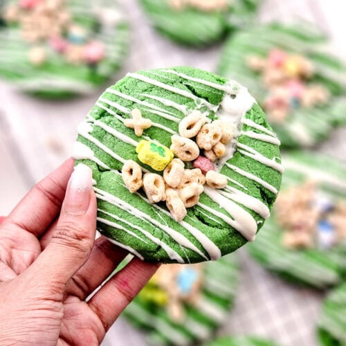 photo of the finished lucky charm st. patrick's day cookies