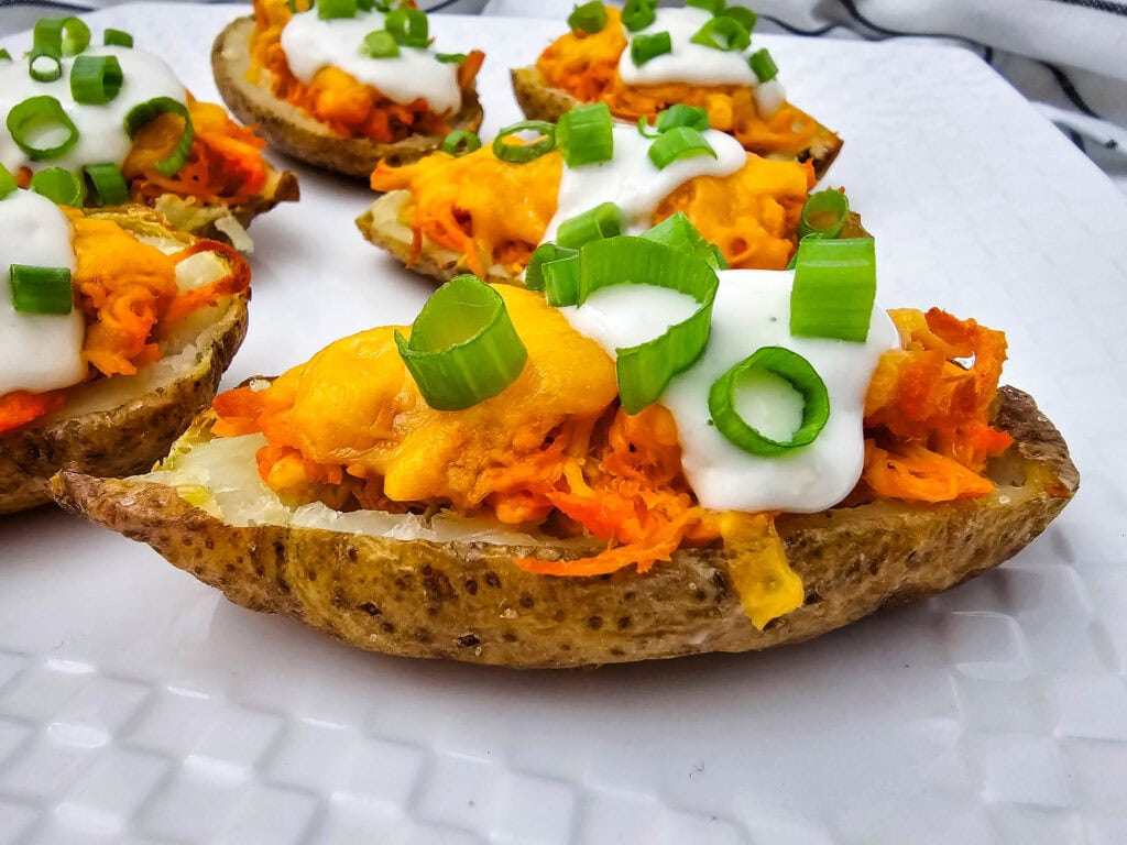 photo of the finished Buffalo Chicken Potato Skins