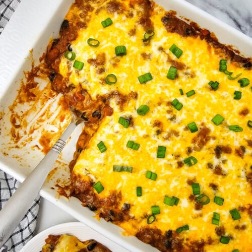 photo of the finished Mexican Lasagna