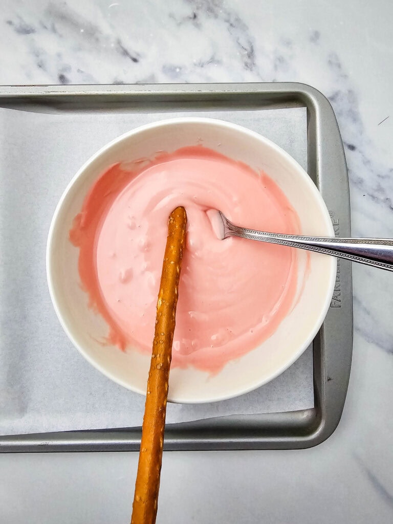 dipped pretzel peeps process photo