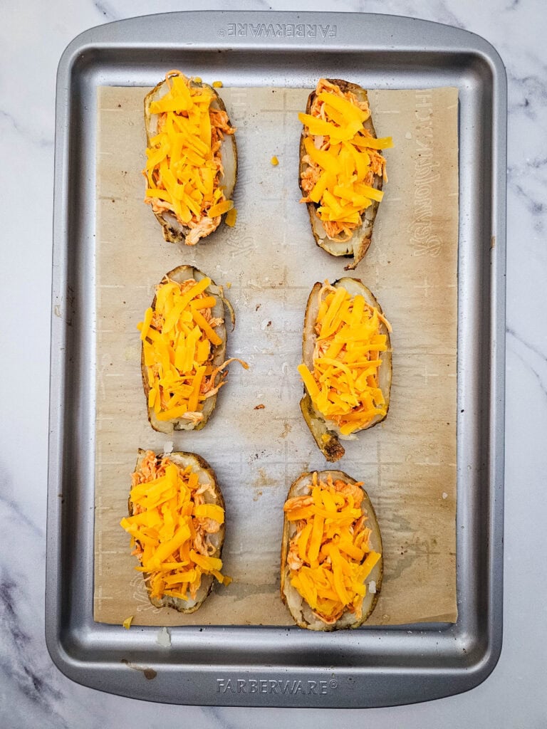 Buffalo Chicken Potato Skins Process Photo
