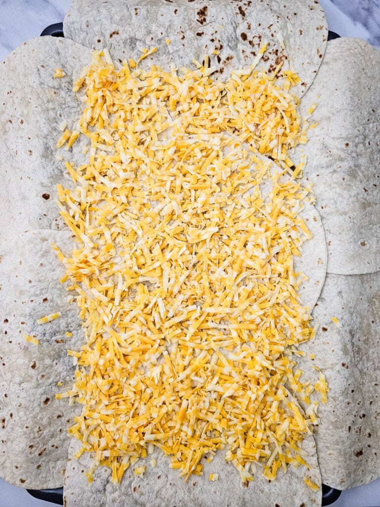 sheet pan tex mex quesadillas process photo