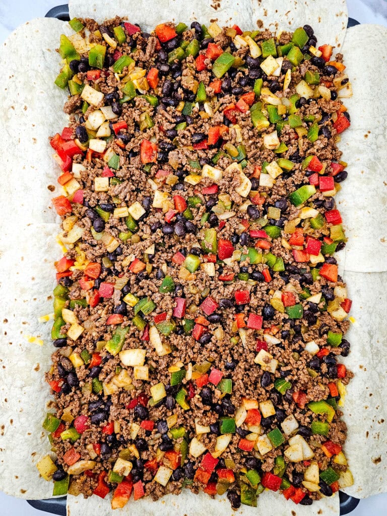 sheet pan tex mex quesadillas process photo