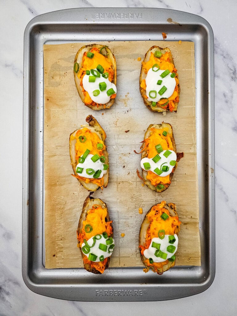 Buffalo Chicken Potato Skins Process Photo