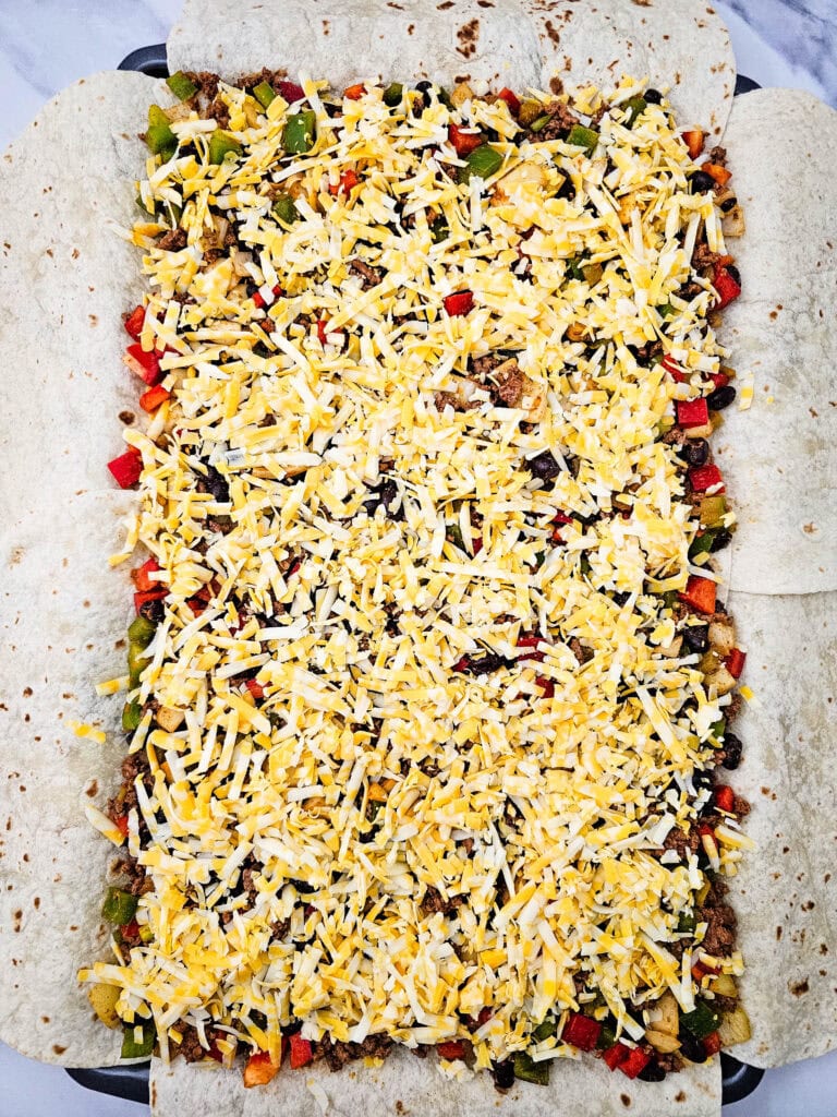 sheet pan tex mex quesadillas process photo