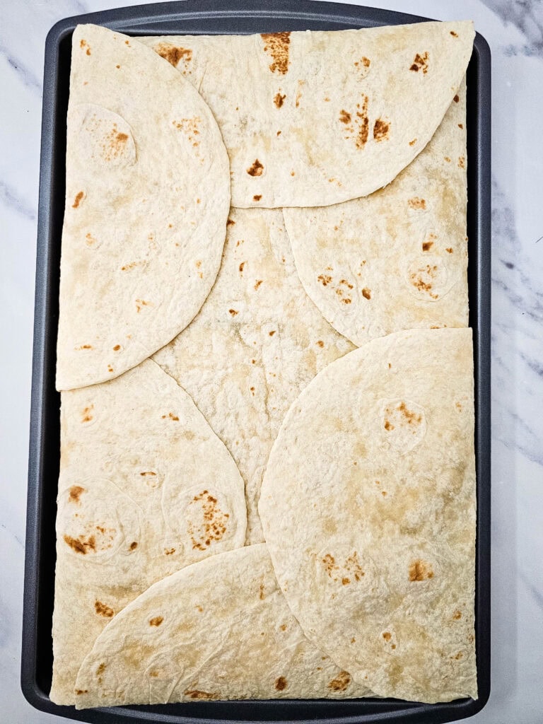 sheet pan tex mex quesadillas process photo