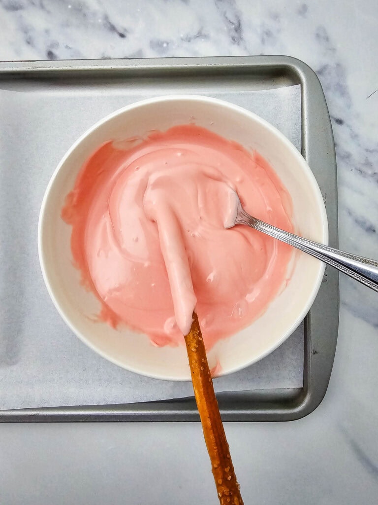 dipped pretzel peeps process photo