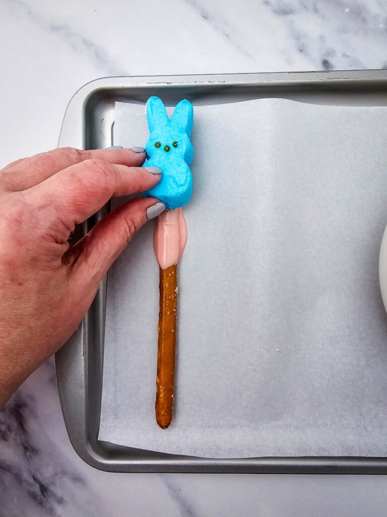 dipped pretzel peeps process photo