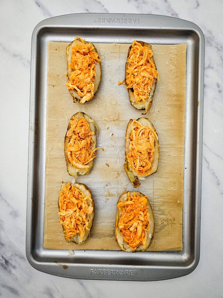 Buffalo Chicken Potato Skins Process Photo