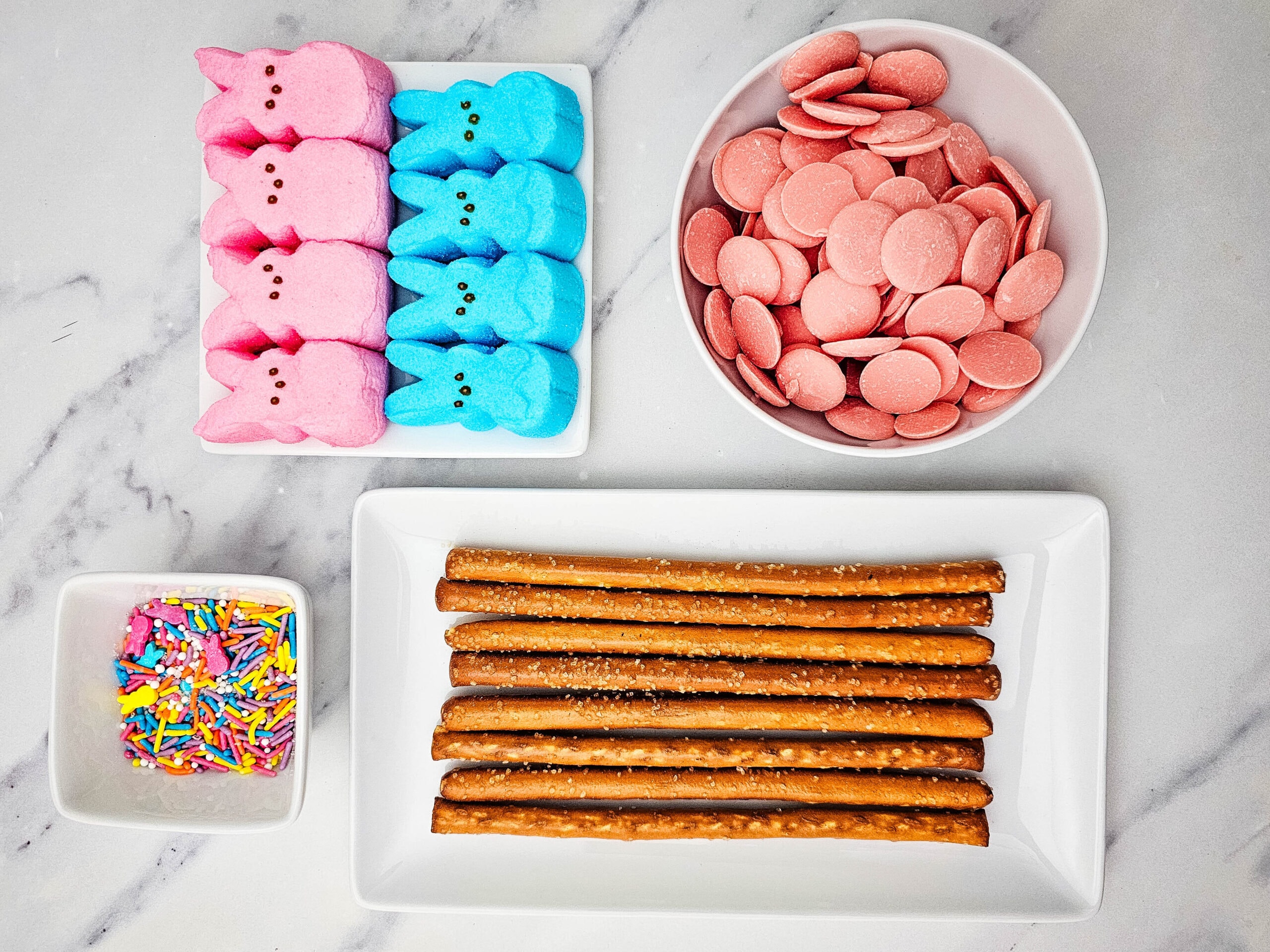 Dipped Pretzel Peeps Process Ingredients