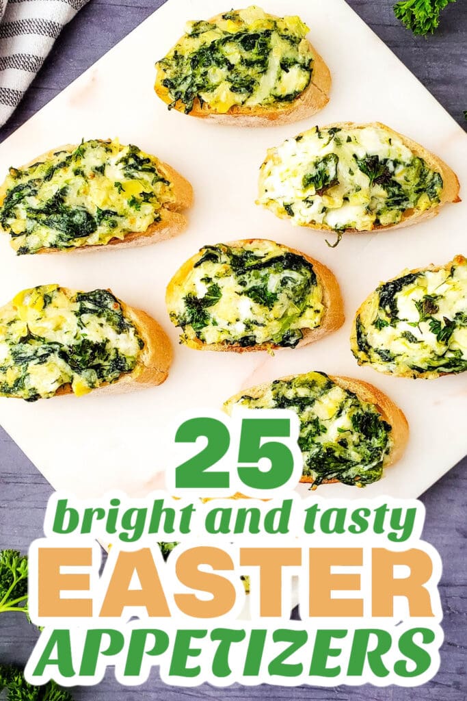 easter appetizers - Spinach Artichoke Crostini