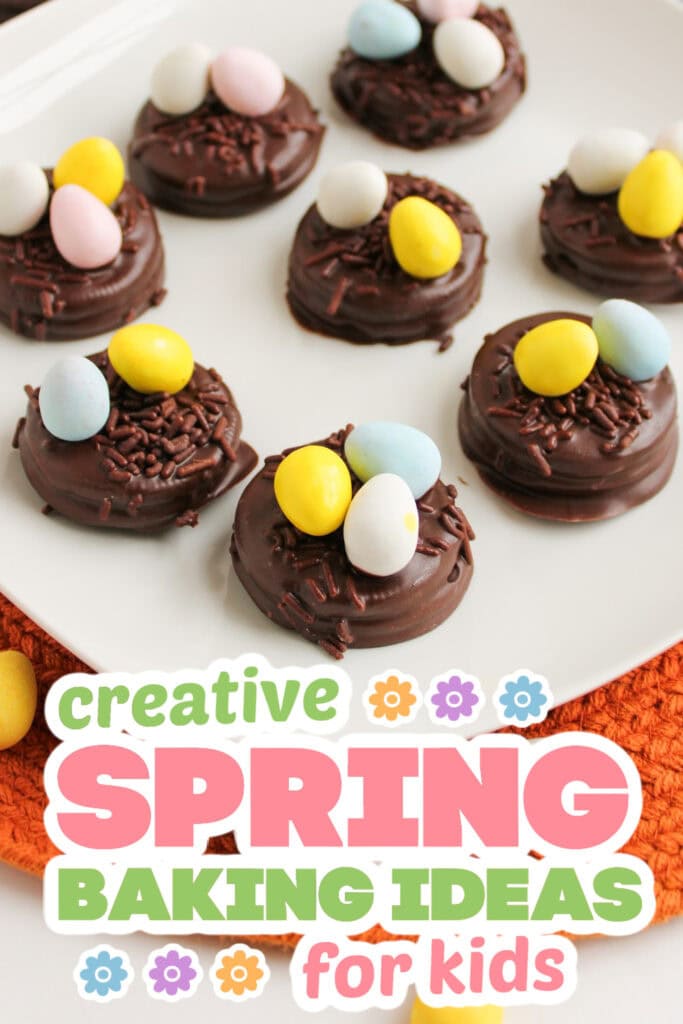 kids spring baking - Chocolate Covered Oreo Easter Nests