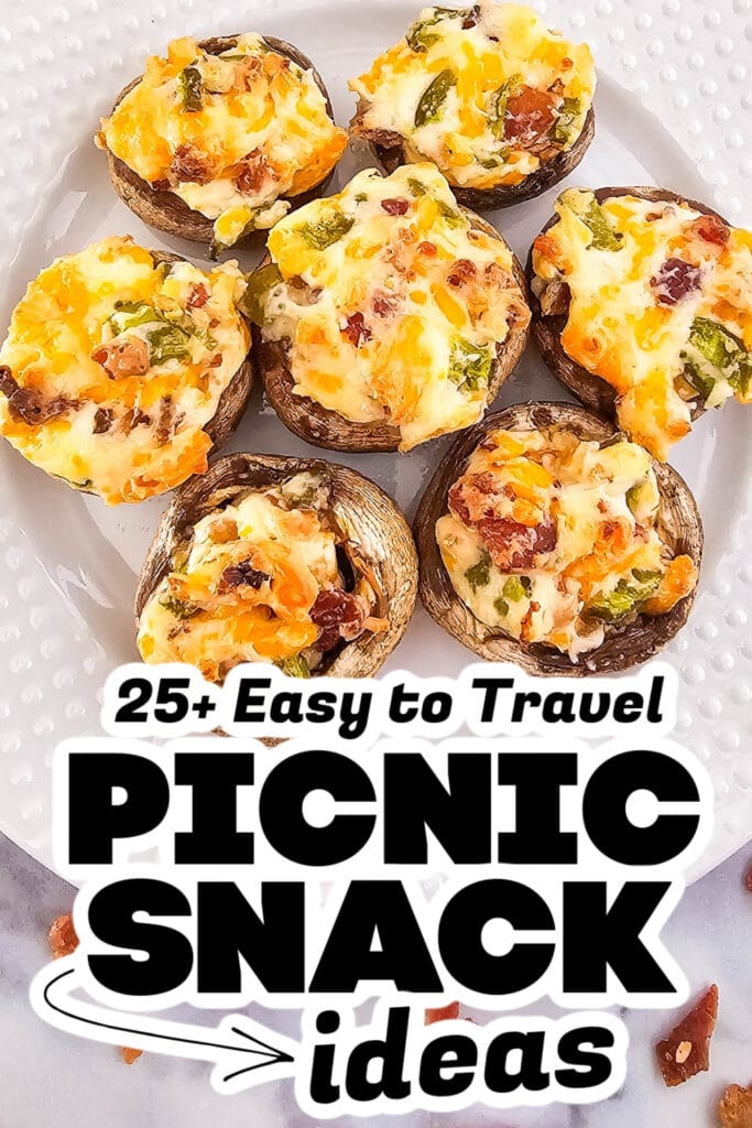 picnic snack ideas - Jalapeño Popper Stuffed Mushrooms