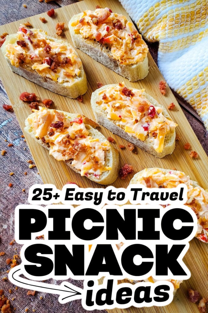 picnic snack ideas - Pimento Cheese and Bacon Crostini