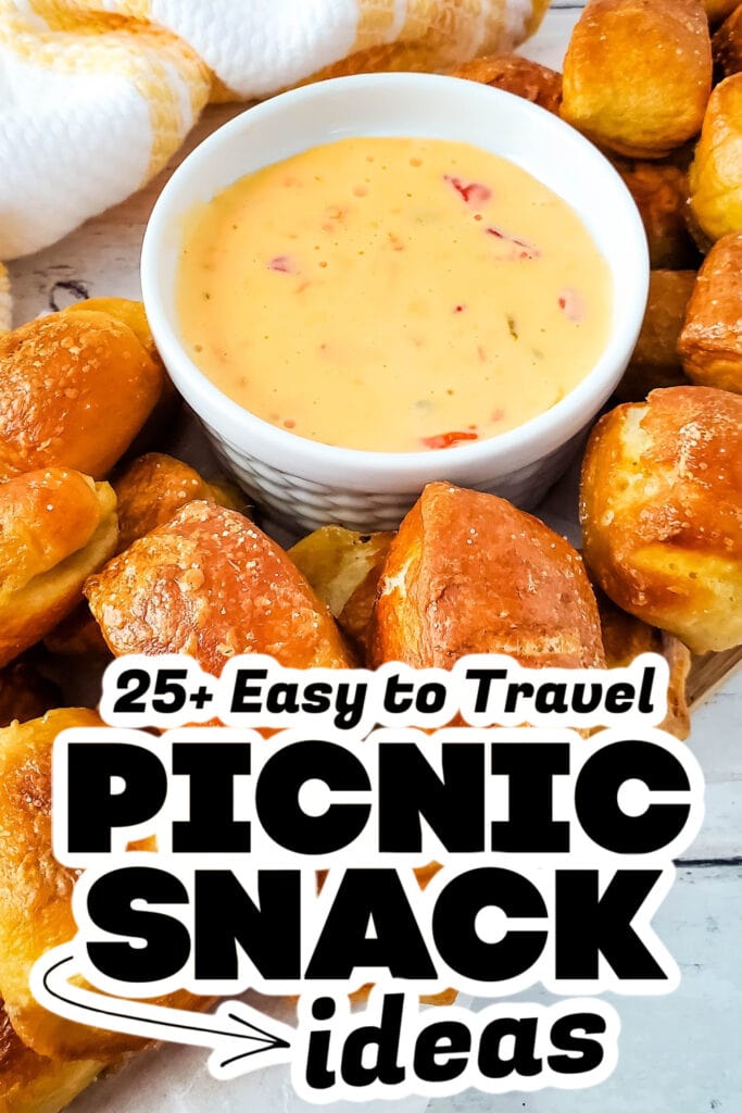 picnic snack ideas - Soft Pretzel Bites with Cheesy Dip
