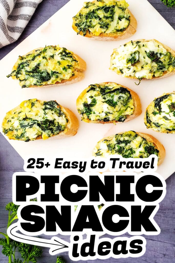 picnic snack ideas - Spinach Artichoke Crostini