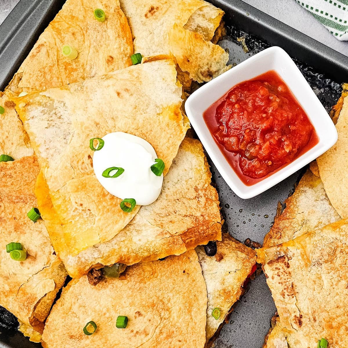 sheet pan tex mex quesadillas featured image