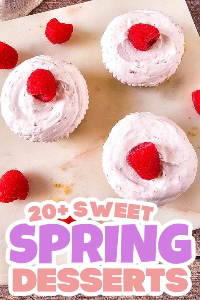 spring desserts - Mini No-Bake Raspberry Cheesecakes