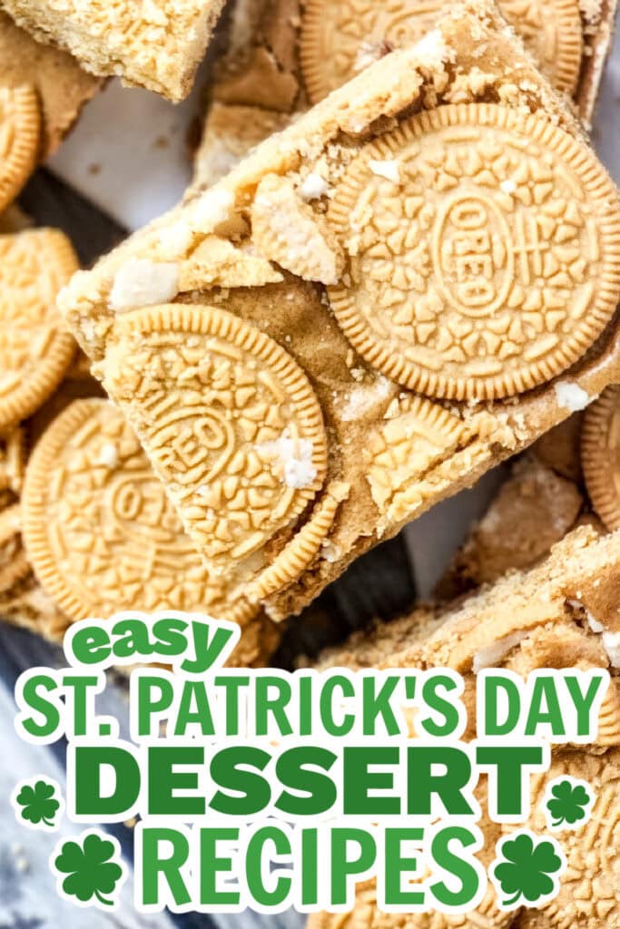 st. patrick's day desserts - Golden Oreo Blondies
