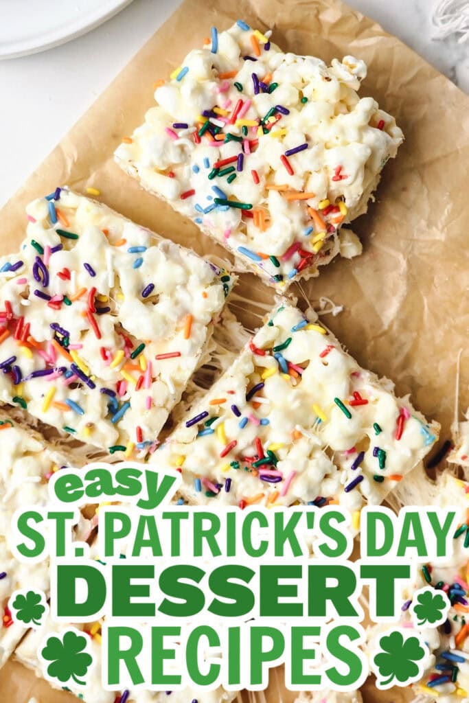 st. patrick's day desserts - Rainbow Popcorn Marshmallow Treats