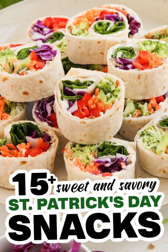 st. patrick's day snacks - Rainbow Veggie Pinwheels