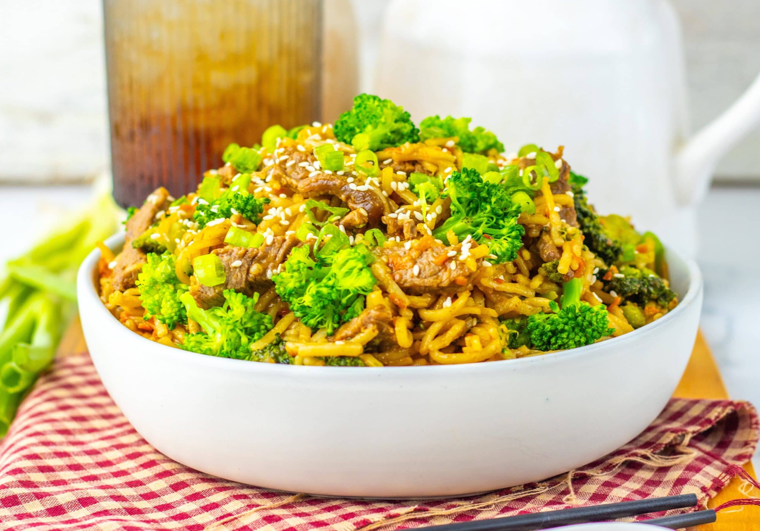 photo of the finished Beef And Broccoli Lo Mein