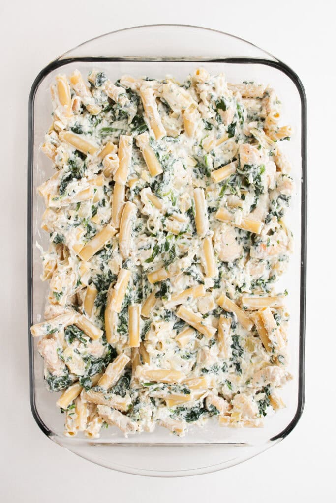 Spinach Artichoke Chicken Casserole Process Photo