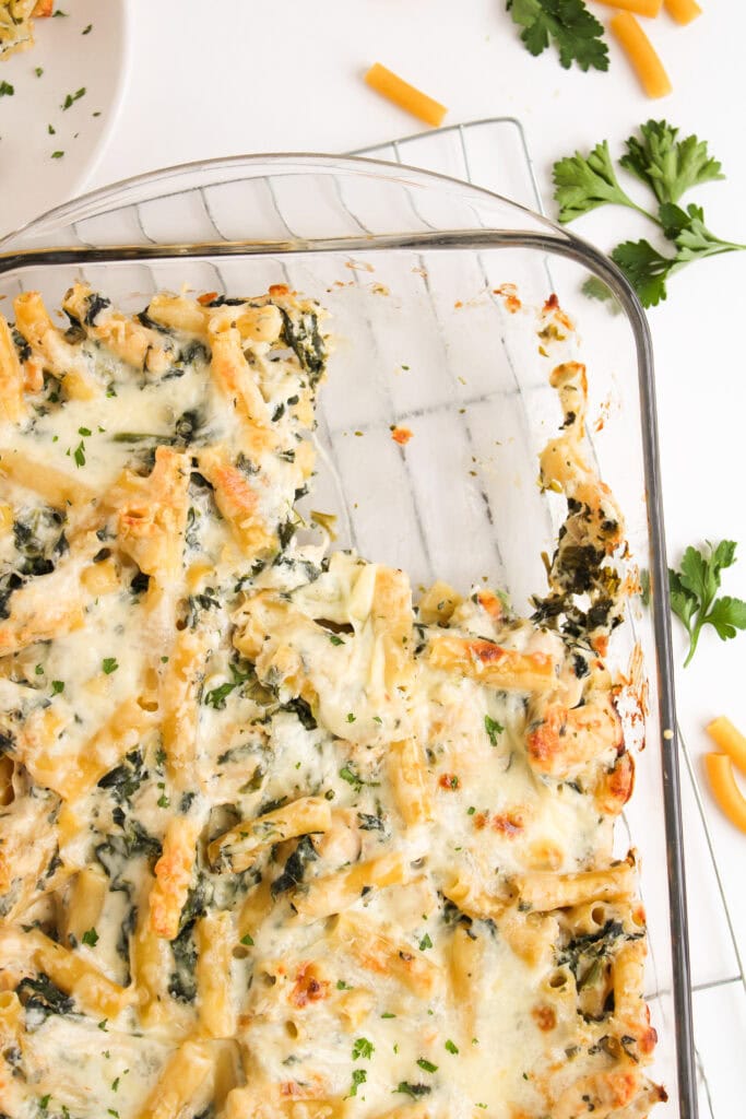 photo of the finished Spinach Artichoke Chicken Casserole Process Photo