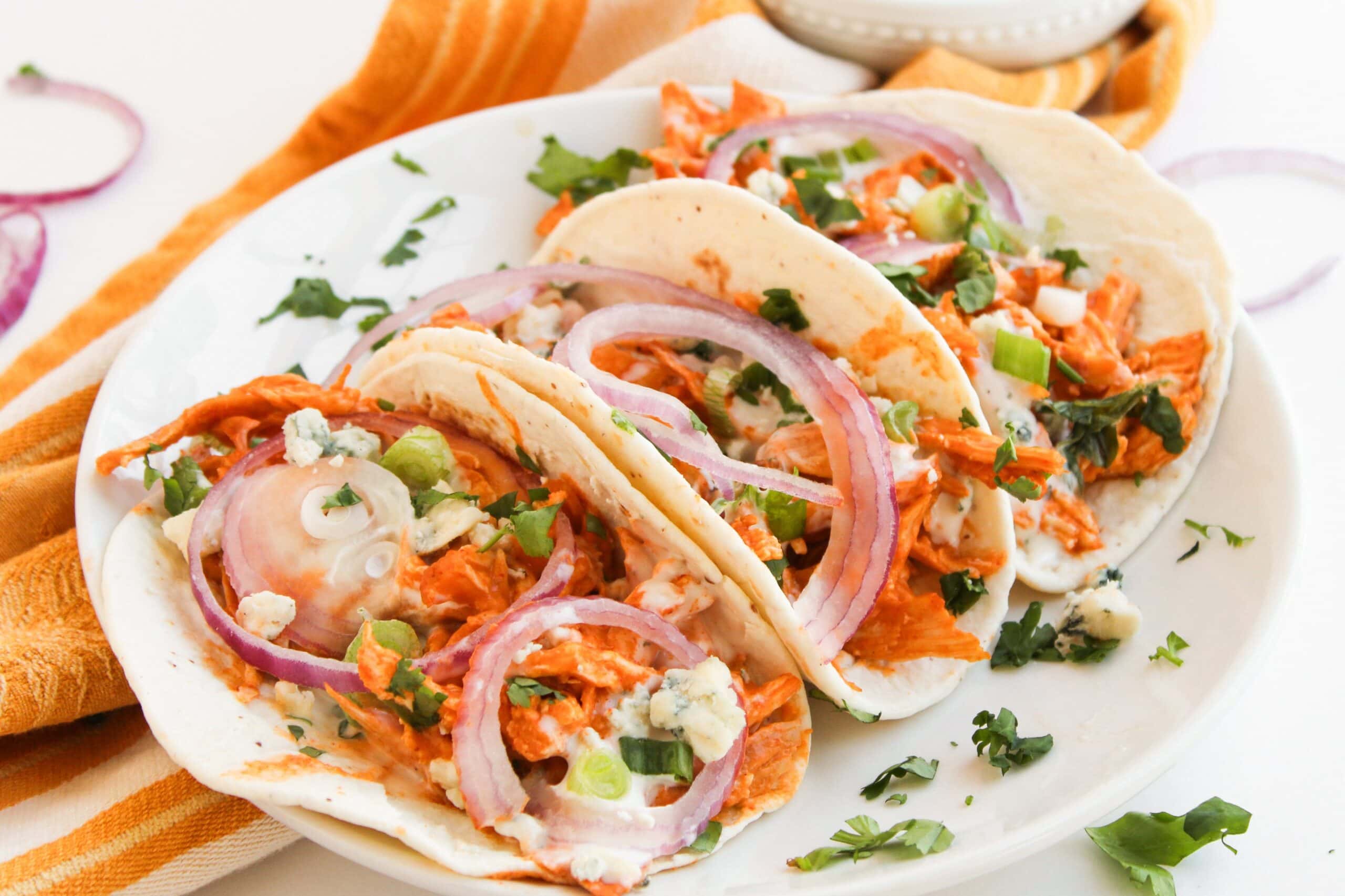 photo of the finished buffalo chicken tacos