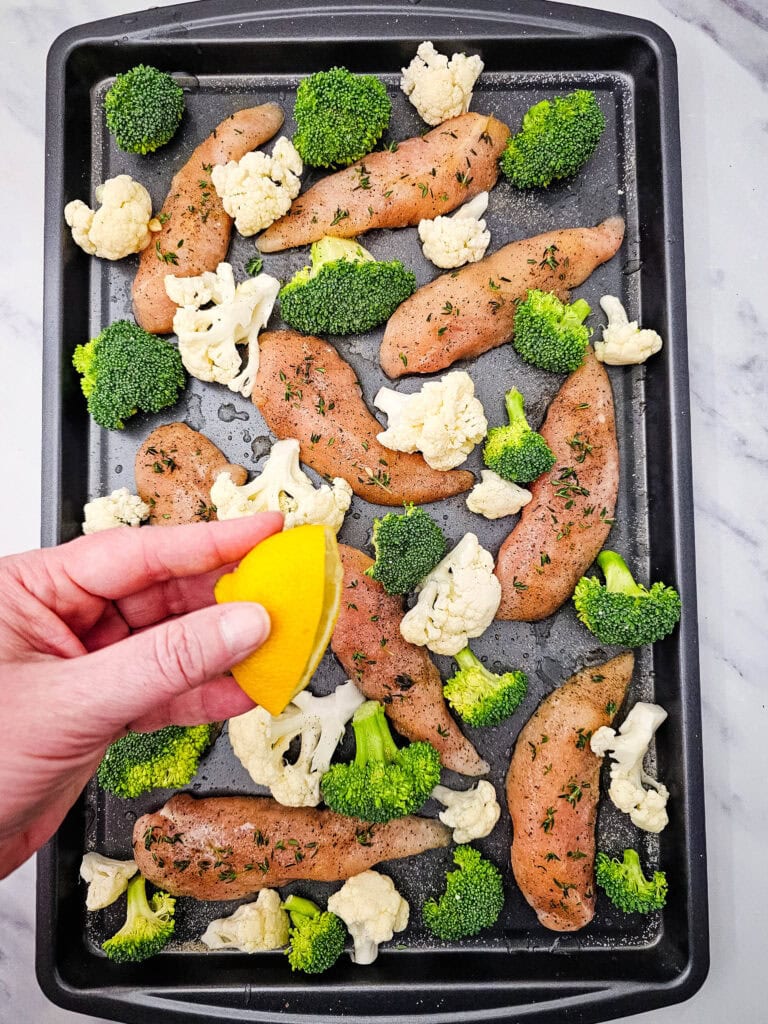 Sheet Pan Lemon Chicken and Veggies Process Photo