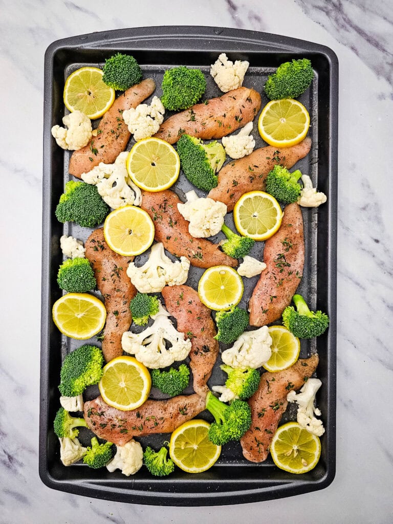 Sheet Pan Lemon Chicken and Veggies Process Photo