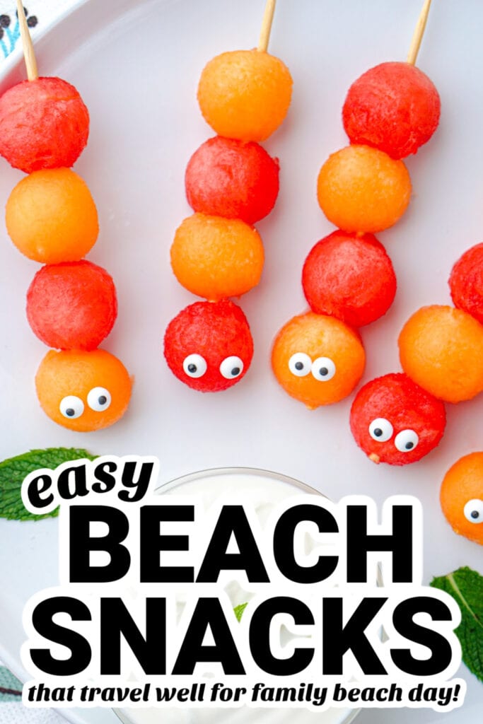 beach snacks - Caterpillar Fruit Kabobs