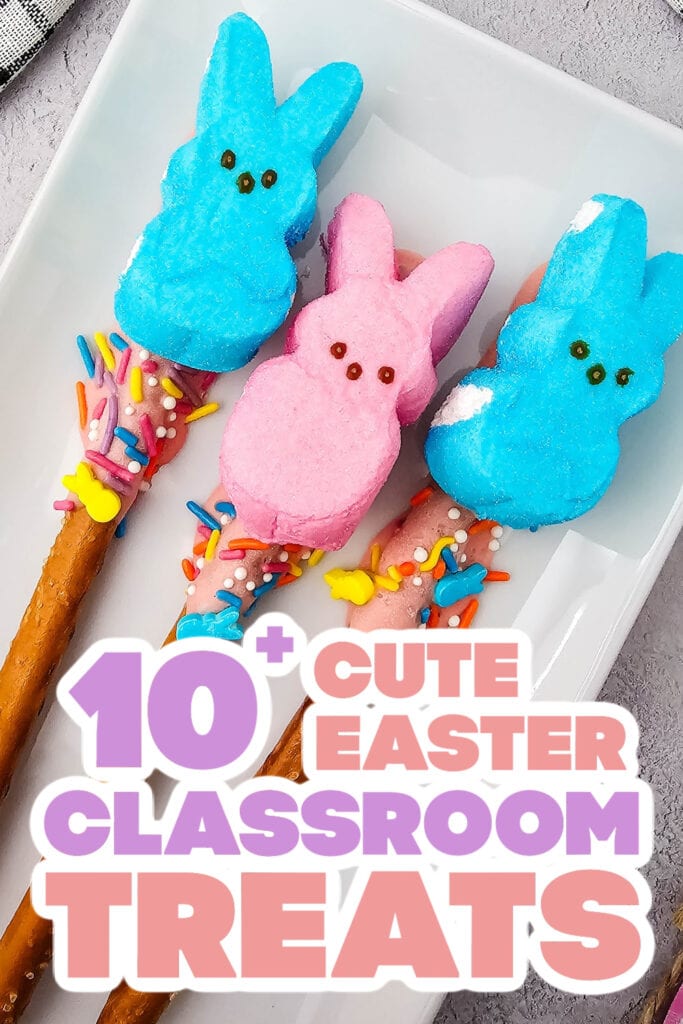 easter classroom treats - Easter Dipped Pretzel Peeps