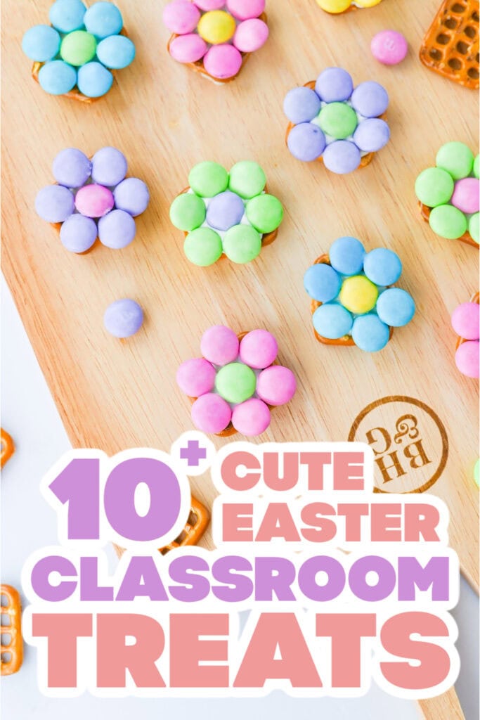 easter classroom treats - Pastel Candy Spring Flower Pretzels