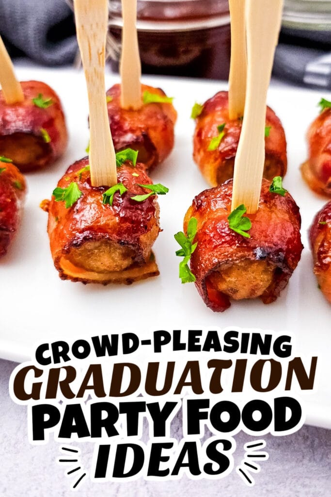 graduation party food - Juicy BBQ Bacon-Wrapped Meatballs