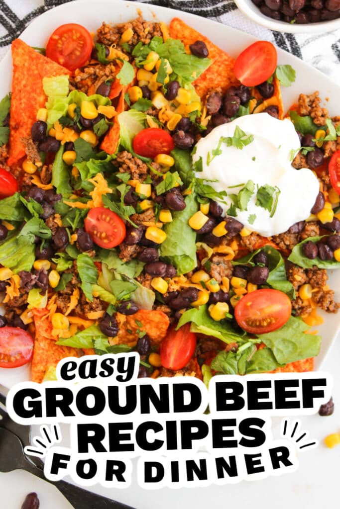 ground beef recipes - Crunchy Dorito Beef Taco Salad