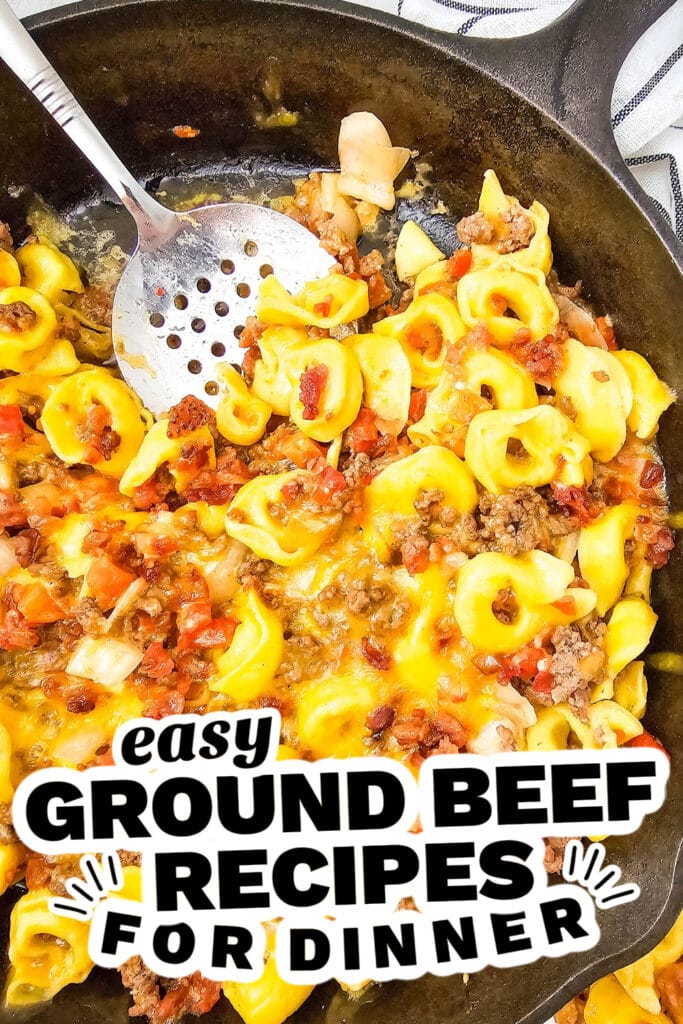 ground beef recipes - One-Pan Skillet Bacon Cheeseburger Tortellini