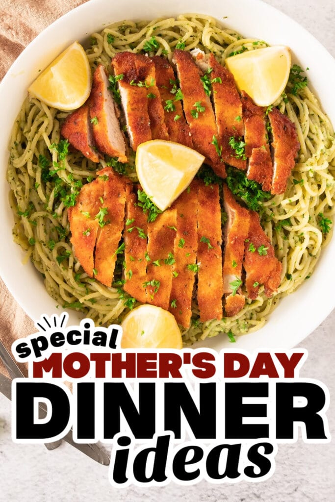 mother's day dinner ideas - Crispy Lemon Garlic Chicken Spaghetti