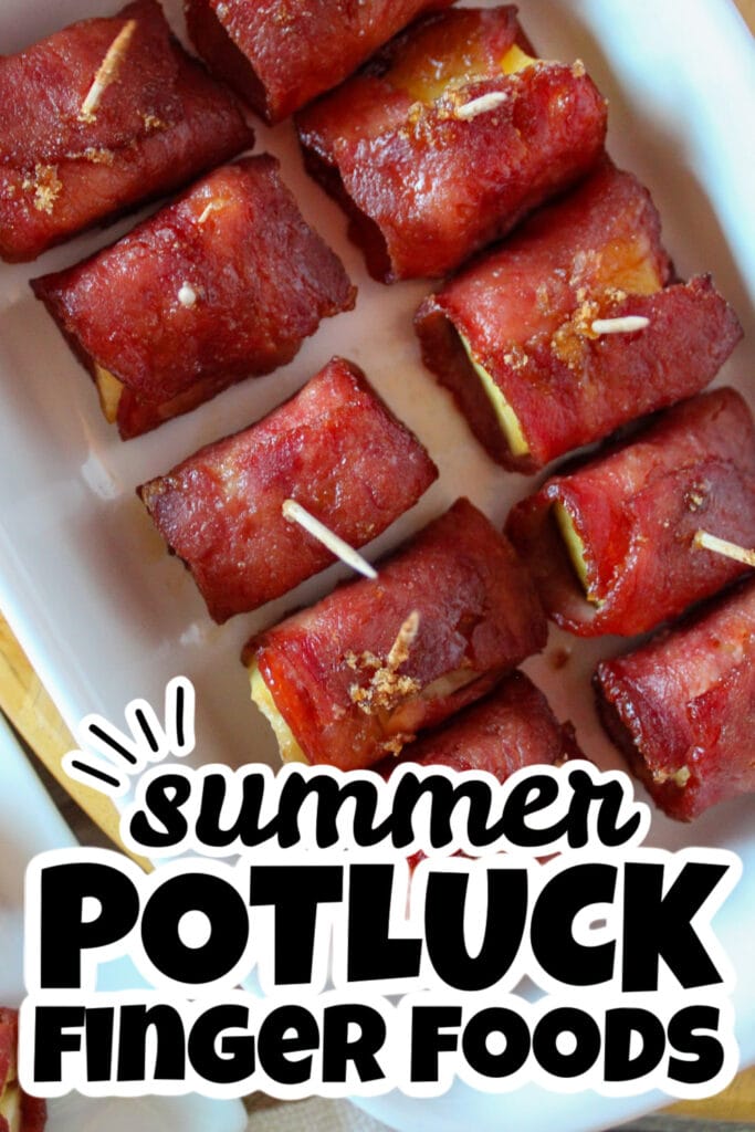summer potluck finger food - Bacon-Wrapped Pineapple Bites