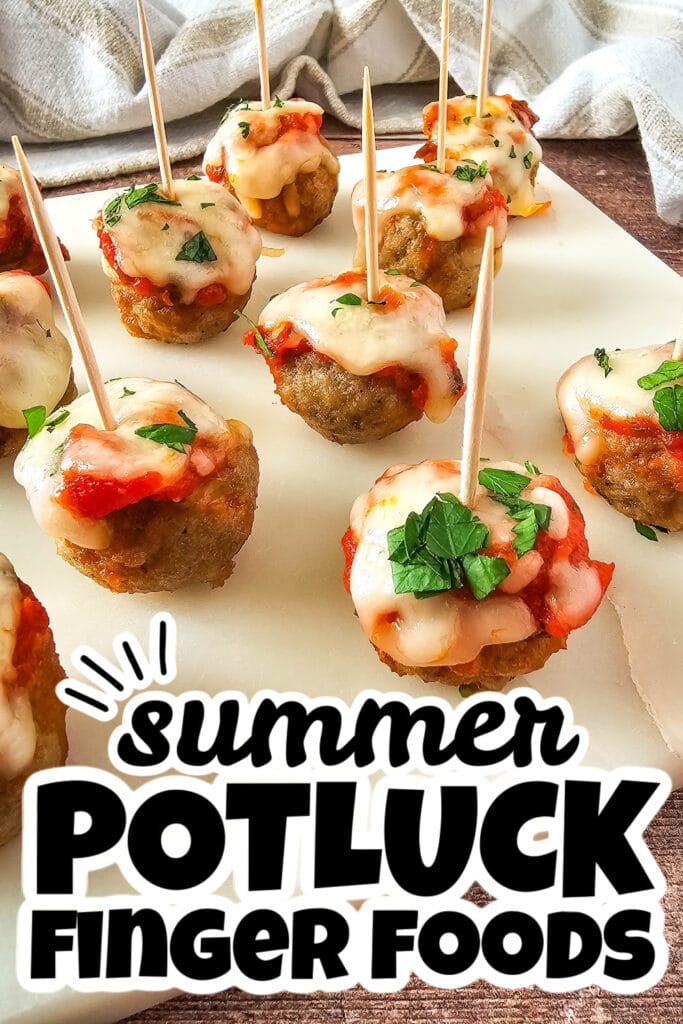 summer potluck finger food - Mini Meatball Marinara Bites