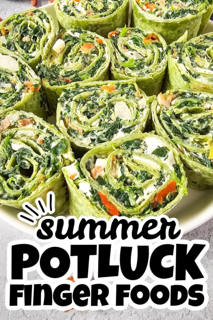 summer potluck finger food - Spinach Dip Pinwheels