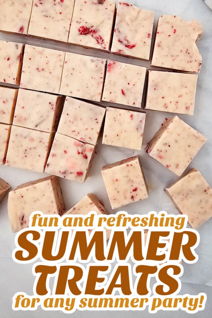 summer treats - No-Bake Strawberry Fudge Squares